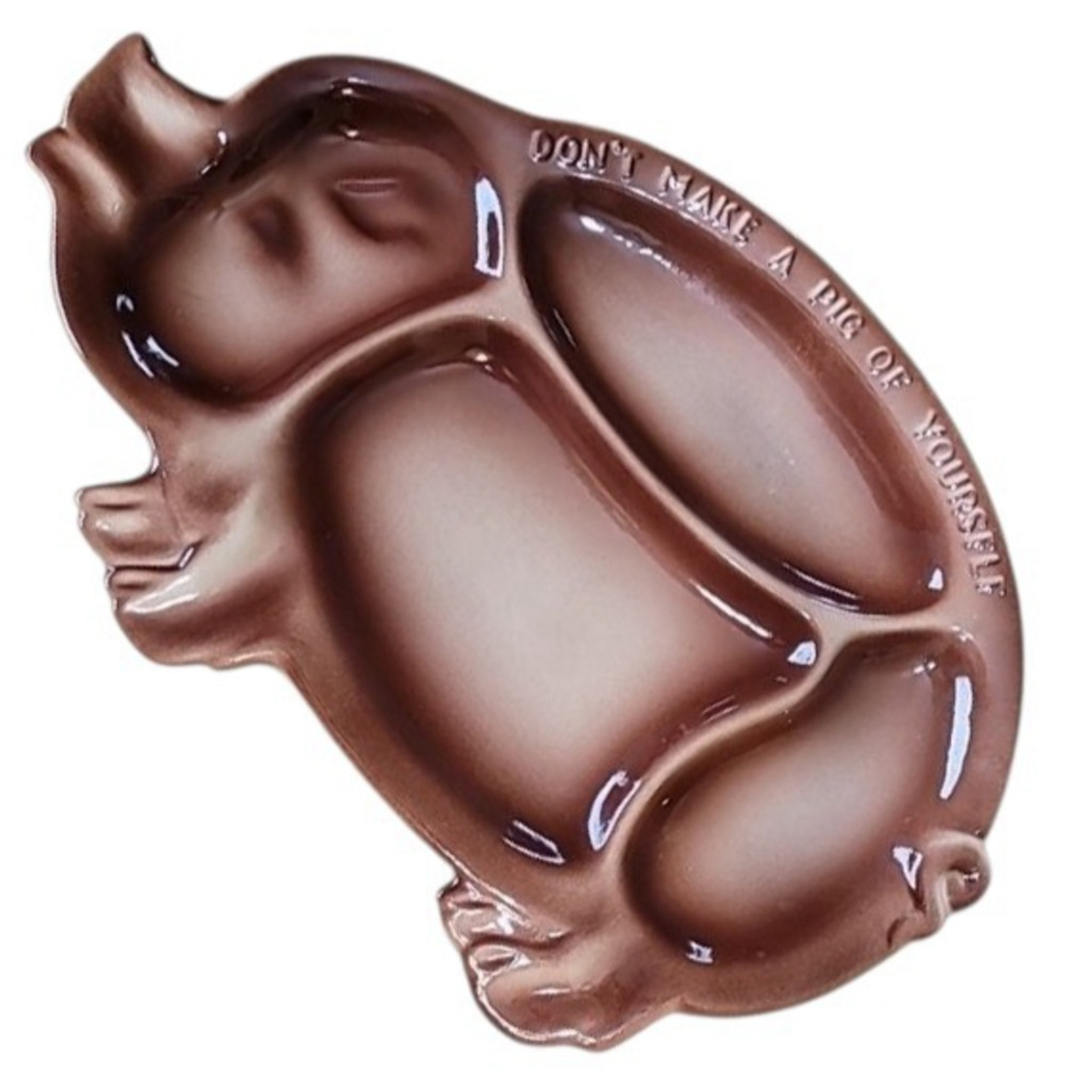 Vintage Pig Serving Platter "Dont Make A Pig Of Yourself" 14.5"x9.5" - Picture 2 of 4